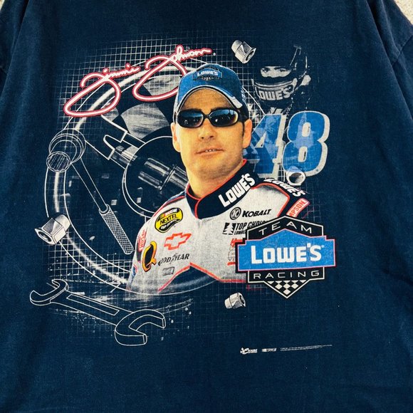 Vintage Nascar Chase Jimmie Johnson Lowes #48 Blue Men’s T-Shirt Size 2XL - Picture 4 of 9